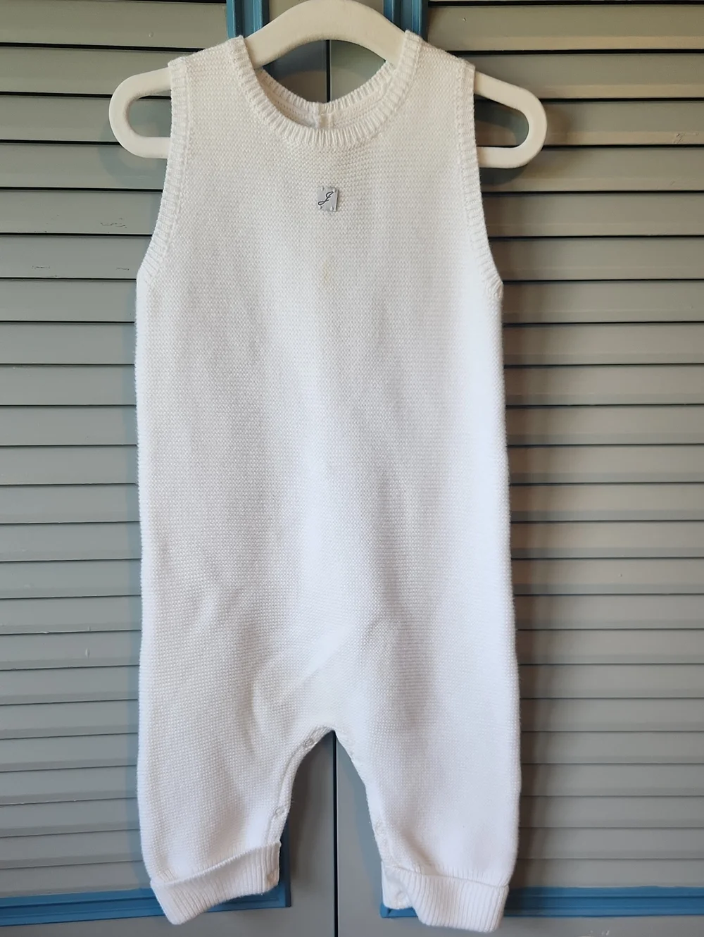 Jacadi Paris Unisex White Knit Baby Romper